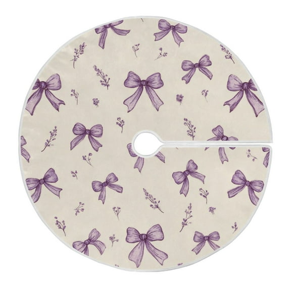 RMDQTR Festive Christmas Tree Skirt47.2x47.2in - Holiday Home Decor for Xmas Party Pastel Lavender Bows