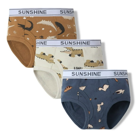 Ougyinr Little Boys Briefs Kids Boxer Briefs Toddler Boys Underwear Shorts Cotton 2T 3T 4T 5T 6T 7T 8T Dinosaur Briefs 3 Pack
