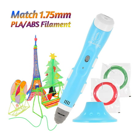 IDRAWING Intellectual 3D Printing Pen Non-Clogging Drawing Printer with Pen Guard and USB Cable Bonus PLA/ABS Filaments Best Gift for Children Adults Arts Crafts DIY (Best Non Cable Options)