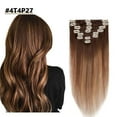 thumbnail image 2 of MY-LADY Clip in 100% Remy Human Hair Extensions 67Pcs Full Head Weft Highligh Hairpiece Long Straight #4T4P27 20inch, 2 of 10