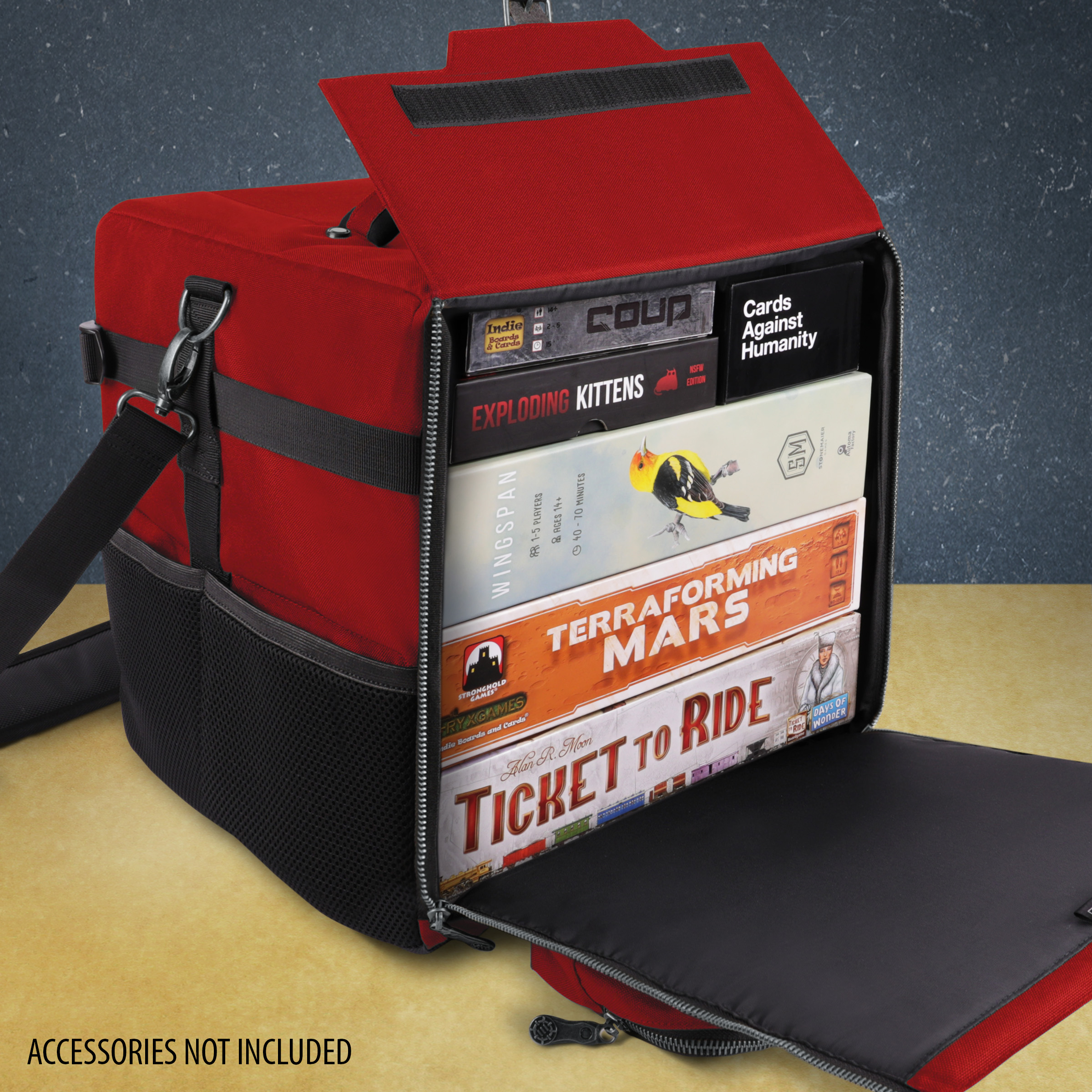 ENHANCE Collector's Edition Board Game Shoulder Bag - Game Storage with Pockets (Dragon Red)