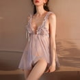 thumbnail image 2 of Gibobby Ropa de dormir para mujer con encaje Día de San Valentín Mini camisón corto malla transparente para mujer, tirantes con hebilla en el pecho, sin encaje(Morado,Talla única), 2 of 5