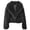 Black-2, variant on Short Faux Fur Jacket for Women Lapel Cardigan Winter Fluffy Outwear Coat for Evening Dresses Dark Gray XS