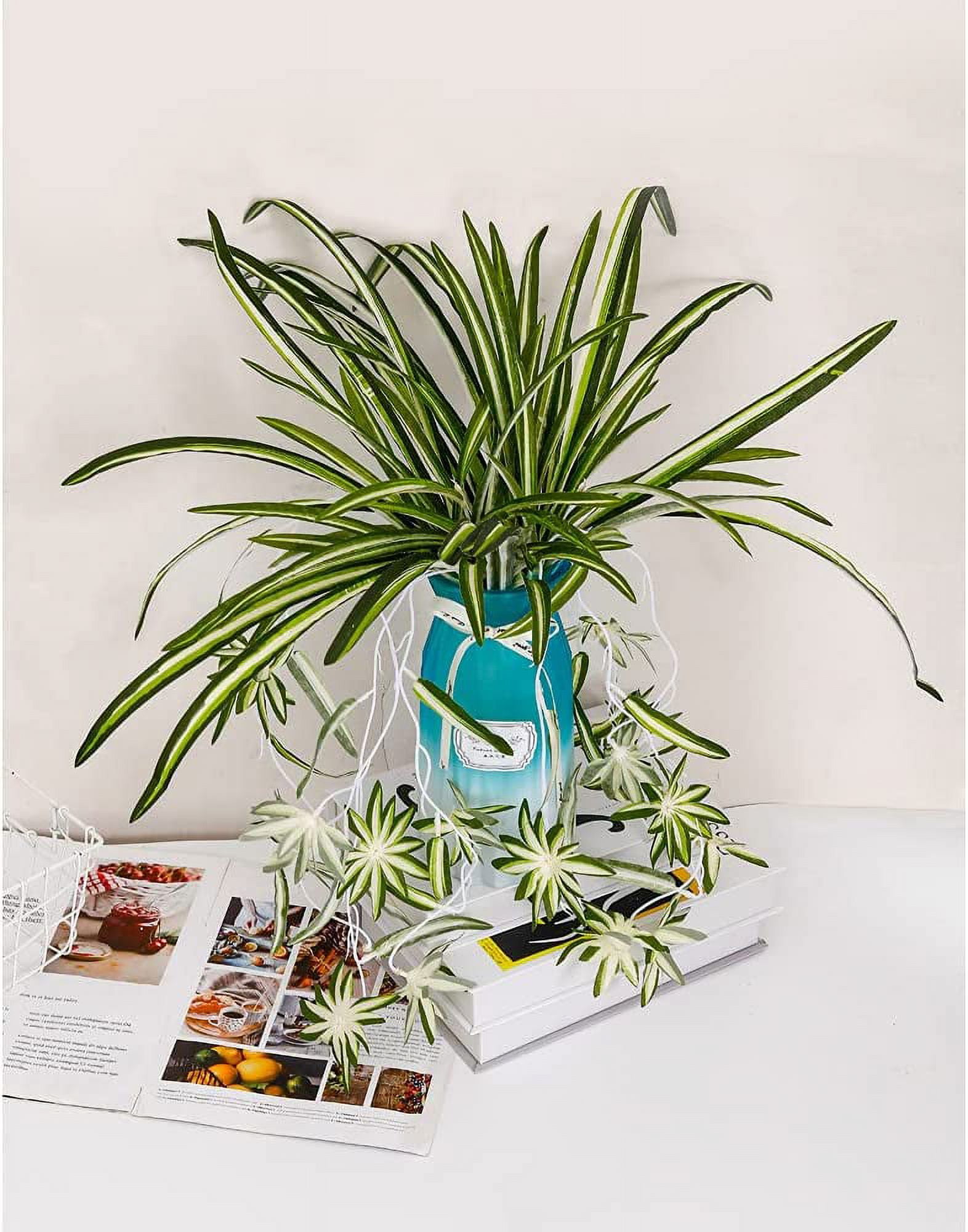Viworld 8PCS Artificial Hanging Plants Fake Spider Silk Plants Chlorophytum Wall Hanging Plants Artificial Chlorophytum Silk Flowers for Indoor Outdoor Wall Decor
