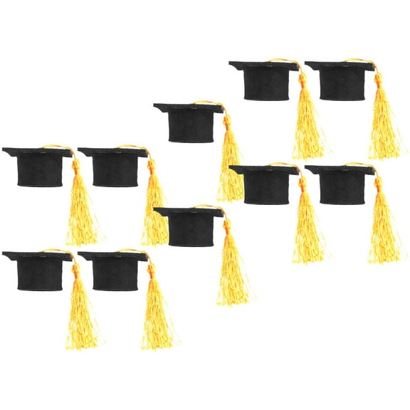 MLINS Graduation Hats for Bottles in Blue and Yellow 10Pcs Mini Design