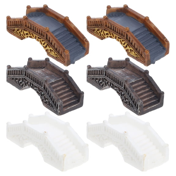 FUTUREORYY 6-Piece Miniature Garden Bridge Set Resin Arch Shape Indoor Outdoor Display Tiny Figurines Decor