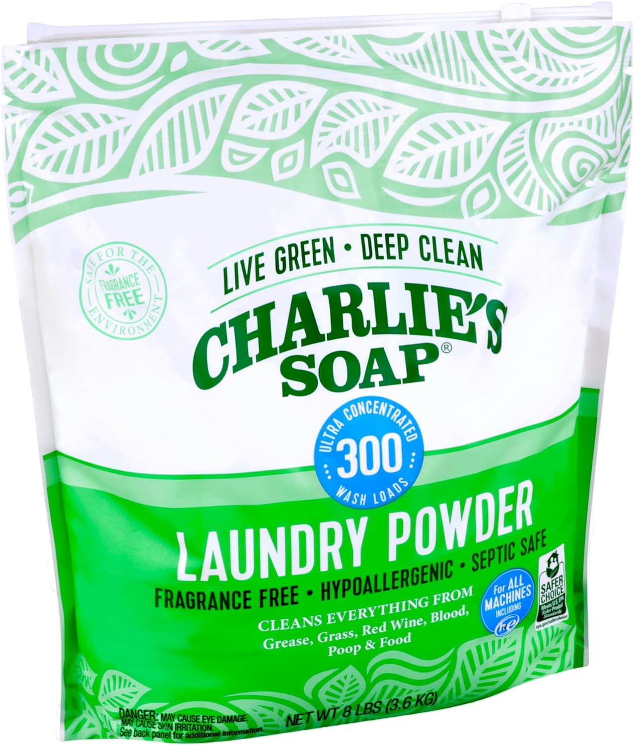 Charlie’s Soap Hypoallergenic Laundry Detergent Powder Gentle 8lb Bag