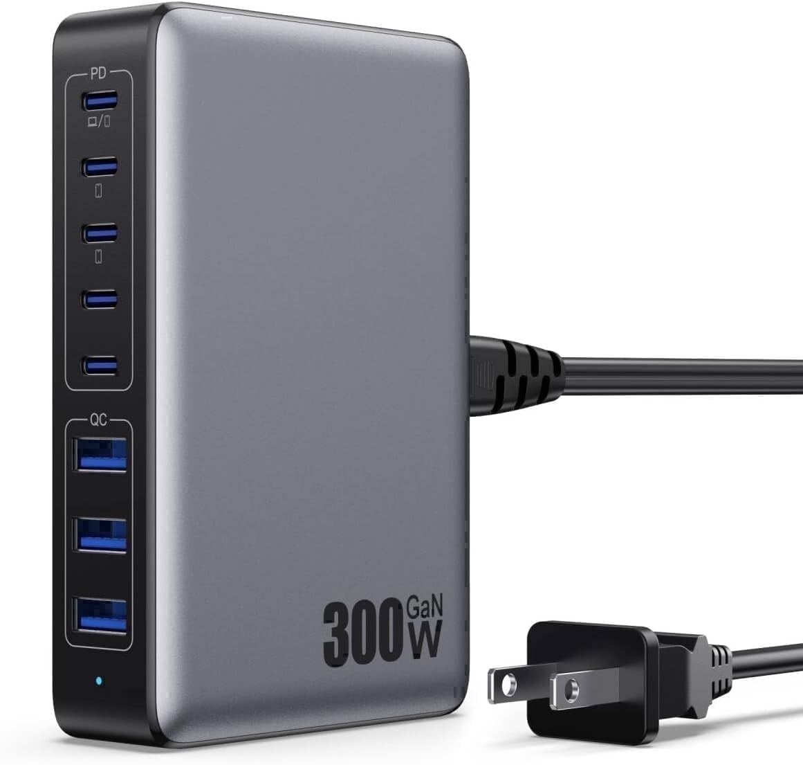 Tancola PD Charger 300W for MacBook, iPad, iPhone, Samsung, Dell, Smartwatches Charging Station with Power Cord