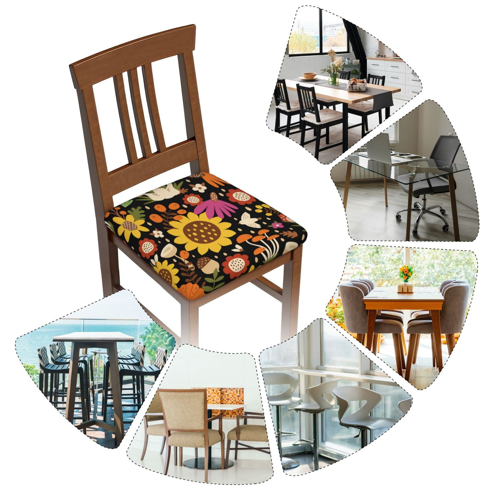 Vsdgher Sunflowers Mushrooms Couch Cushion Covers, Non-Slip Sofa Seat Cushion Slipcovers, Soft Couch Covers（Don't include seat cushion）Four Pieces