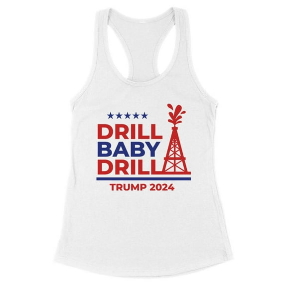 Trump Drill Baby Tank Top Fitted Racerback Women's Large White