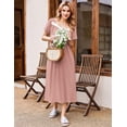 thumbnail image 3 of Ekouaer Long Nightgown for Women Short Sleeve Sleepwear Plus Size Loungewear Mumu Dress Lounge Dress with Pockets, 3 of 6
