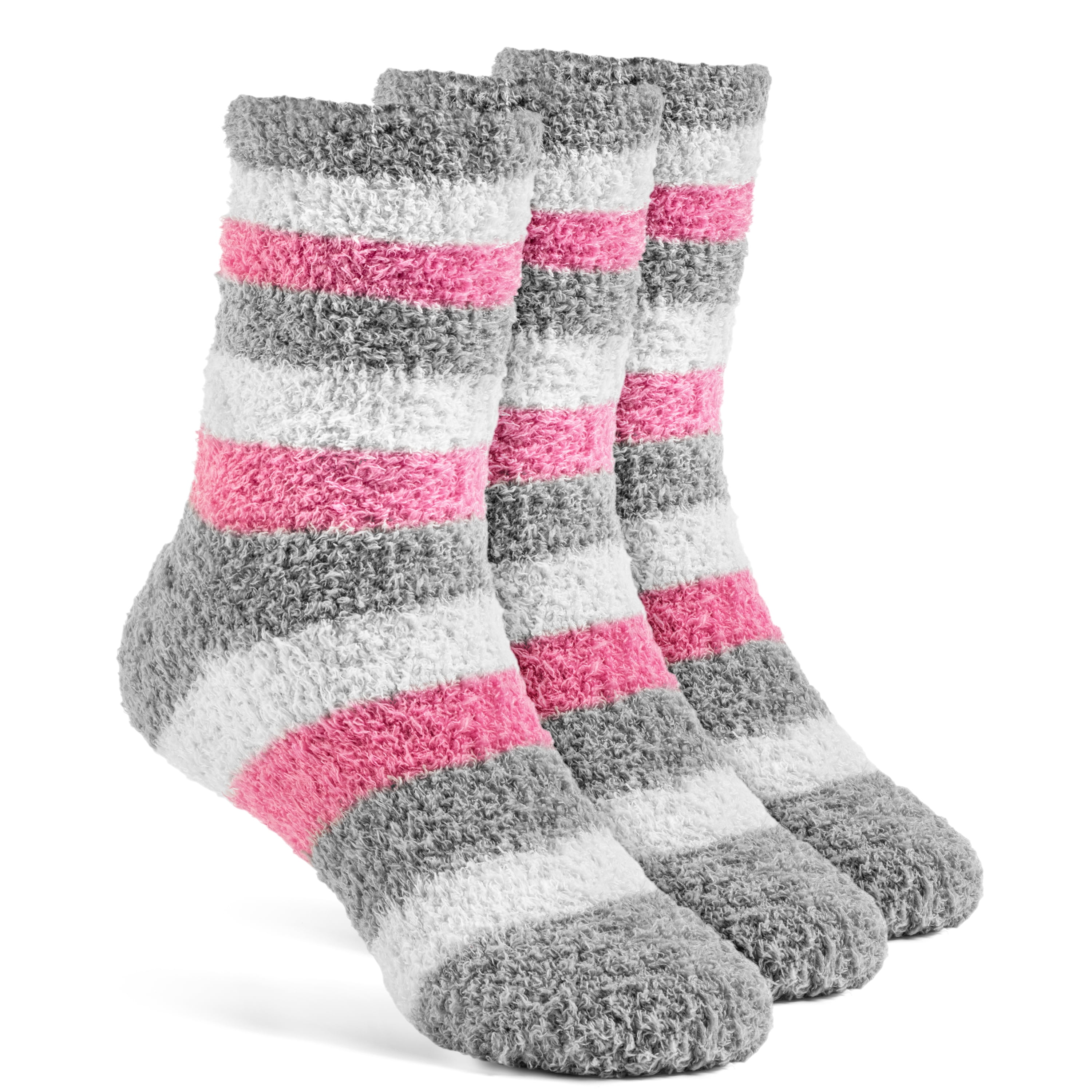 YolBer Girls' Striped Fluffy Crew Fuzzy Socks 3 Pairs