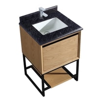 Laviva Alto 24" Wood Cabinet with Marble Countertop in California Oak/Black
