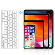 OMOTON Ultra-Slim Wireless Bluetooth Keyboard Compatible with All iPad, Build-in Sliding Stand, White