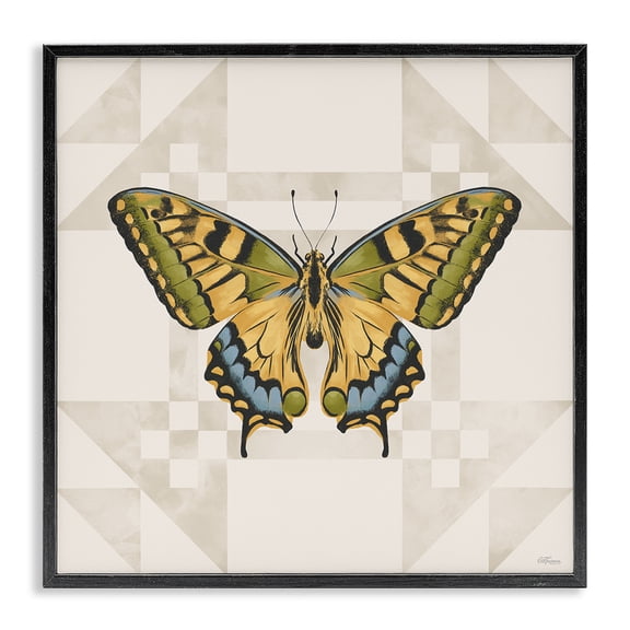 Stupell Industries Transitional Green Swallowtail Butterfly Black Framed Giclee Art, 12 x 12, by Cat Thurman Designs