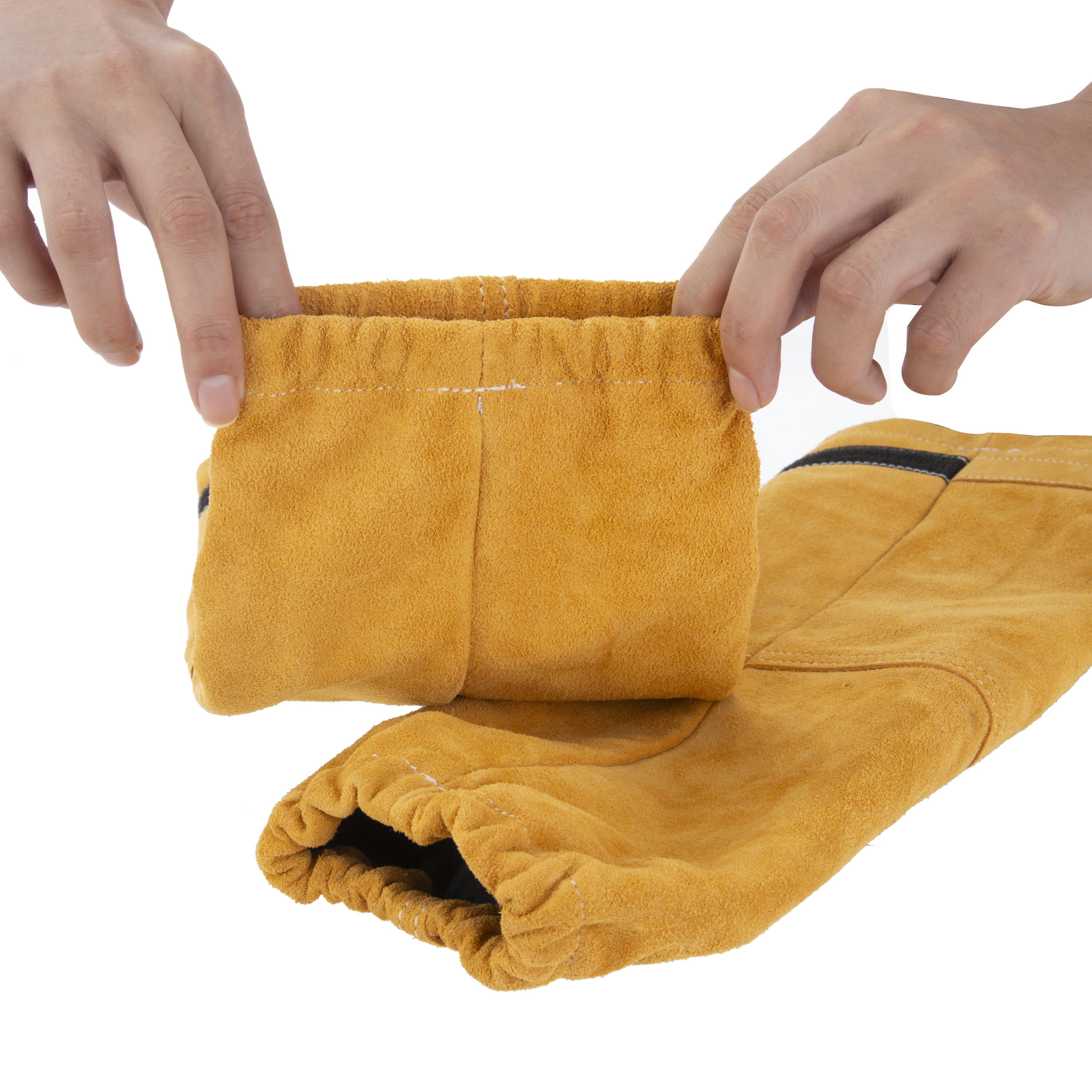 Hyper Tough Leather Welding Work Sleeves Pair - Durable Protection