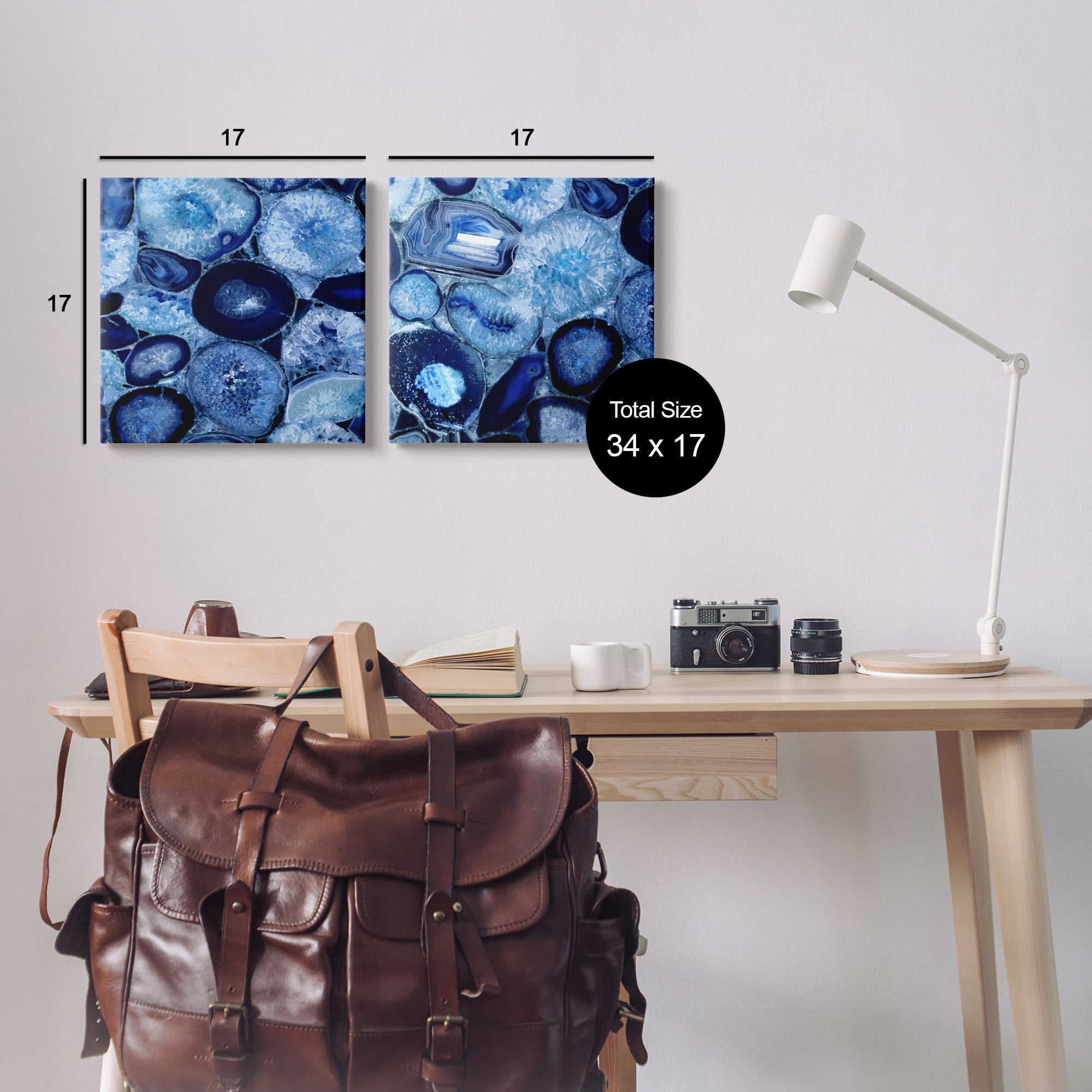 Stupell Contemporary Blue Agate Geodes Abstract Photography Gallery Wrapped Canvas Print Wall Art, Set of 2