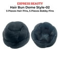 thumbnail image 3 of Express Beauty Synthetic Chignon Hair Piece Updo Braided Hair Bun Dome Wig Clip In Hair Buns Extensions for Women with 10pcs Hair Buddy Pins - (Hair Bun Dome Style 2) (1B/30 Off Black / Auburn), 3 of 5