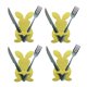 thumbnail image 1 of Juego de 4 bolsas para cubiertos con forma de conejo de Pascua, bolsa para cuchillos, tenedores y cubiertos, bolsillos para mesa de comedor y fiesta, color amarillo, 1 of 4