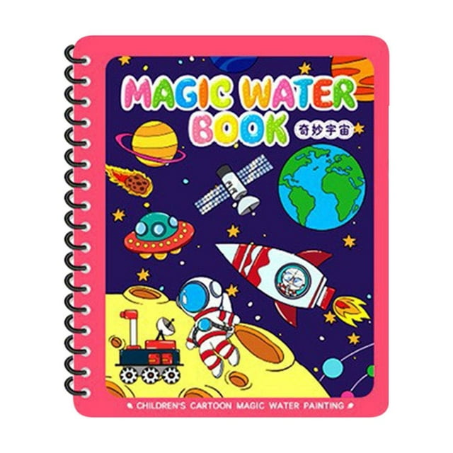 Libro de pintura con tinta transparente, lápices de tinta transparente, para niños, libro para colorear repetible, arte creativo, para preescolar, tamaño grande, portátil, papel resistente,