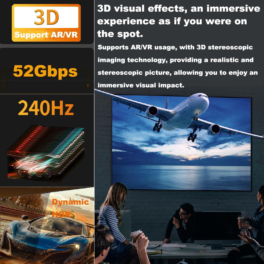 JJEAN-5.9 Inch 3D 52Gbps DisplayPort 16K@30Hz Extension Cable, Down Angle Male to Female DP 2.1 Extender Cord, Compatible with FreeSync G-Sync Gaming Monitor, Support 8K@120Hz 4K@240Hz 165Hz 144Hz