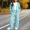 thumbnail image 7 of BXJX Girls Outfit Sets, Spring Fall Zip up Long Sleeve Hoodies and Sweatpants 2 Piece Sets Light Blue Size 7-8 T, 7 of 7