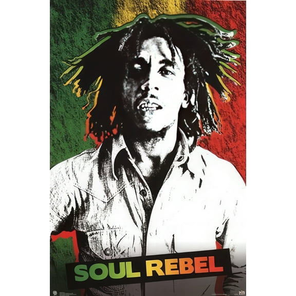 Bob Marley - Pop-Art Music Poster (Soul Rebel - Jamaican Flag) (Size: 24" x 36")