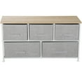 thumbnail image 6 of HomGarden Modern 5-Drawer Storage Dresser White Wide Chest Fabric Organizer Home Furniture, 6 of 10