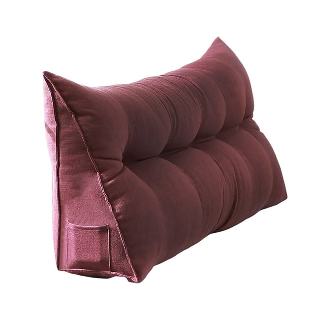 Triangular Headboard Pillow - Wedge Shaped Backrest Support Pillow for Dorm Beds with Side Pockets, Reading Bolster Cushion for College Students, Bed Wedge
