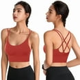 thumbnail image 2 of felwors Sewn in Padded Sports Bra, Strappy Sports Bra for Women Sexy Crisscross for Yoga Running Athletic Gym Workout Fitness Red, XL, 2 of 8
