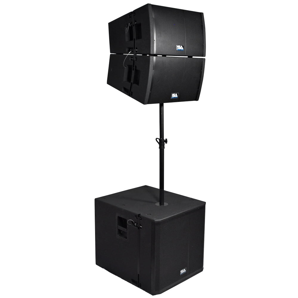 Seismic Audio Powered Line Array System - 18" Subwoofer, Two 12" Line Array Speakers and Pole - SAXLP-PKG2