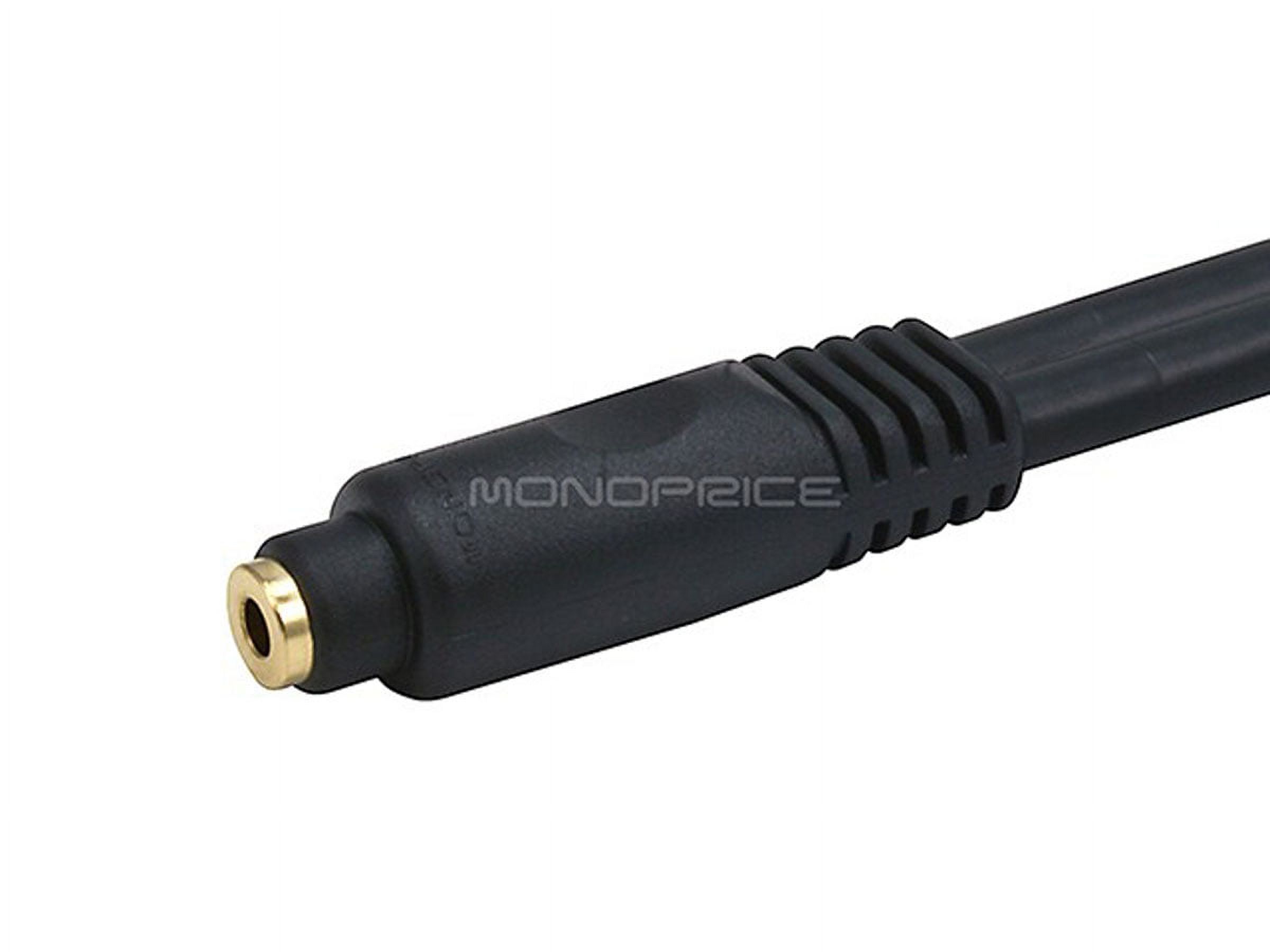 Monoprice Audio Cable - 0.5 Feet - Black | Premium 3.5mm Stereo Female to 2 RCA Male 22AWG, Gold Plated - image 3 of 3