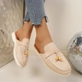 thumbnail image 4 of Pandaie Womens Mules Suede Slip on Dressy Loafers Ladies Closed Toe Backless Slides 2026 Casual Walking Shoes for Business Work Office Khaki Size 6, 4 of 9