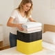 thumbnail image 4 of Bolsa de Almacenamiento de Tela No Tejida de Gran Capacidad 90L en Negro y Amarillo, con Tapa de Cremallera y Asas Reforzadas, Organizador Plegable para Ropa, Ropa de Cama y Viaje, 4 of 6