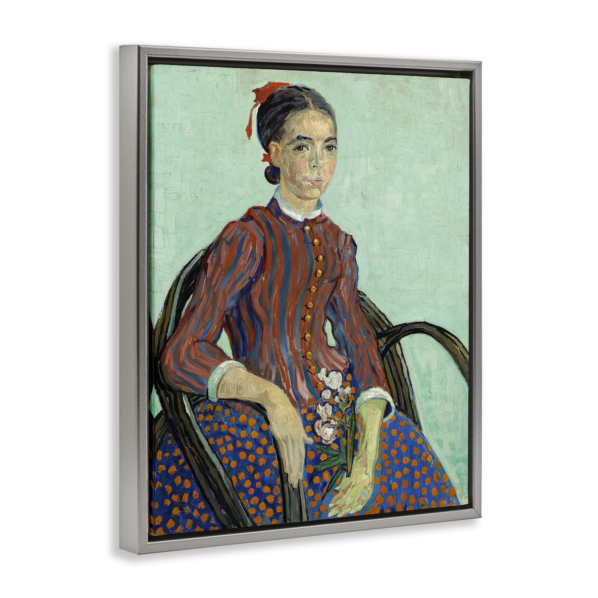 Stupell Industries Van Gogh Lady Mousme People Painting Gray Floater Framed Canvas Art Print Wall Art, 17 x 21