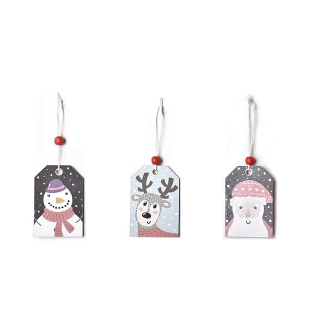 Monstrate Colgante de rodajas de madera de Navidad de 3 piezas, adornos colgantes de árbol de Navidad de dibujos animados, colgador de señal de Kits de decoración para fiestas Tipo 1
