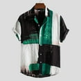 thumbnail image 2 of Mens Plus Size Shirts Hawaiian Short Sleeve Beach Shirt Patchwork Summer Casual Button Turn-down Collar Shirts, 2 of 9