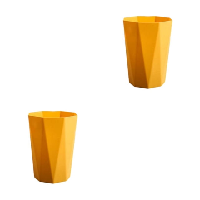 ZheElen PP Office And Home Waste Bin - 6L Capacity Easy Access Kitchen Large Capacity Kitchen Bedroom Yellow L 2Set