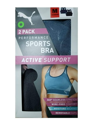 Puma Women's 2-Pack Seamless Sports Bra Removable Cups - Grey/Black,  SMALL-NWT