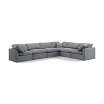 Meridian Furniture Indulge 193.5" Velvet L-Shaped Modular Sectional in Gray