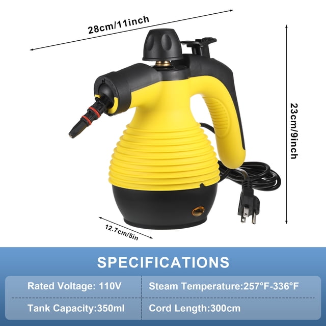 Advancent Máquina de limpieza a vapor ajustable - Solución potente y portátil Fácil de limpiar a vapor de mano Suministros de limpieza para el hogar amarillo negro Enchufe de EE. UU.