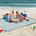thumbnail image 5 of Extra Large Picnic Beach Blanket Waterproof Sand Proof Portable Outdoor Mat Water Blue and White Stripes 60x80, 5 of 9