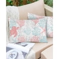 thumbnail image 6 of Pack of 2 Outdoor Pillow Covers, Summer Red Ocean Sea Turtle Coral Sea Waterproof Square Throw Pillowcase Cushion Decorative Pillow Covers for Couch Patio Tent, 20x12 in, 6 of 6