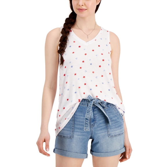 Style & Co Womens Star Print Tank Top Americana S