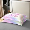 thumbnail image 4 of Erosebridal Housse de Couette Licorne Rose 100 % Coton Simple, Lettre Initiale m Housse de Couette 100 % Coton Simple, Déco Fleur Princesse, Réversible 2 Pcs (Sans Couette), 4 of 6