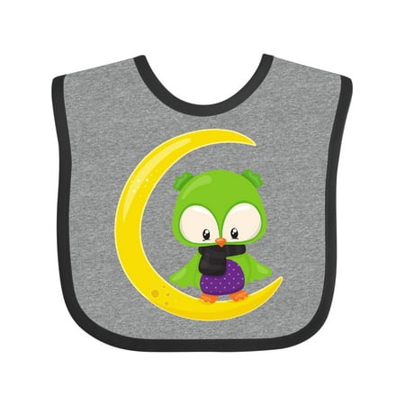 

Inktastic Halloween Owl Cute Owl Green Owl Moon Scarf Gift Baby Boy or Baby Girl Bib
