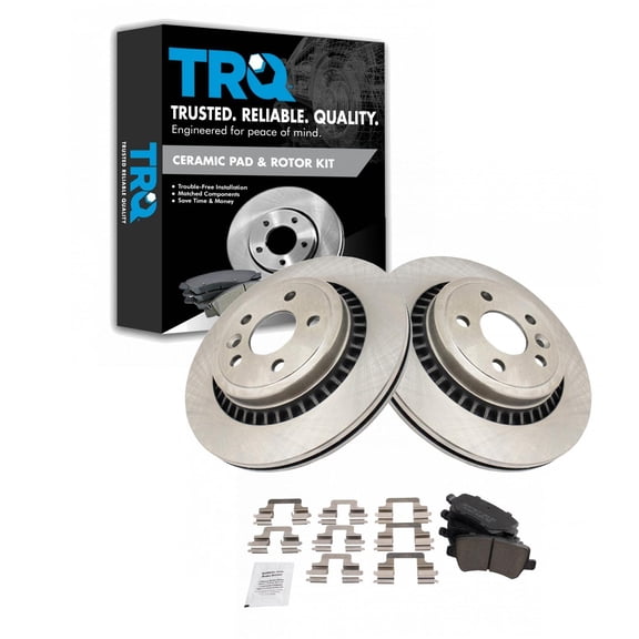 TRQ Rear Brake Pad & Rotor Kit Brake Pads Brake Rotor Ceramic Fits Select 2010-2017 Volvo XC60