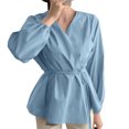 thumbnail image 1 of Blusa holgada de manga larga con cuello en V y manga larga para mujer Fridja  fhghd2031, 1 of 5