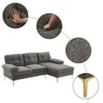 thumbnail image 4 of L-Shaped Modular Sofa, Indoor Sectional Sofa with Gold-Plated Feet, Chenille Fabric 3-Seater Sofa Couch with Soft Paded Seat, Upholstered Accent Sofa for Living Room Apartment Small Space, Dark Gray, 4 of 8