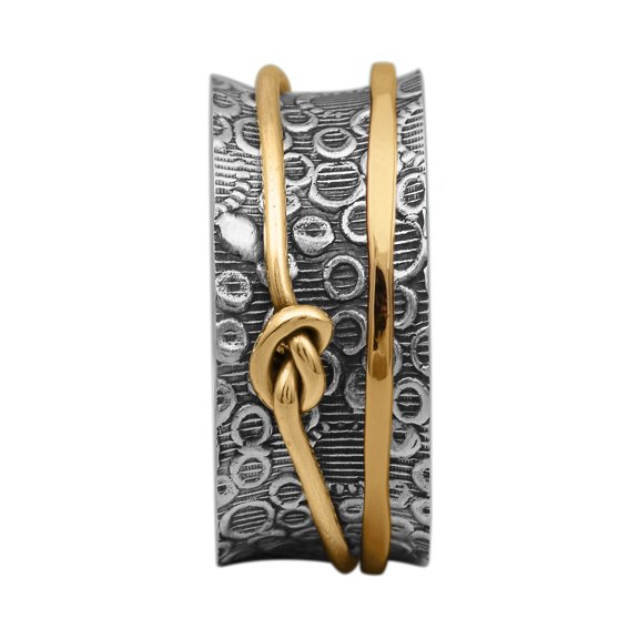 Love Knot Texture Design Meditation Anxiety 925 Sterling Silver Spinner Unisex Band